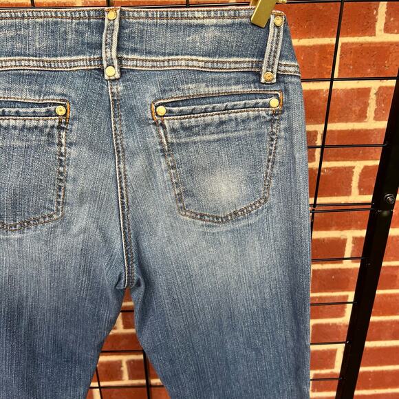 Red Valentino Double Button Straight Leg Stretch Denim Jeans, IT 44 US 6 - Picture 9 of 10